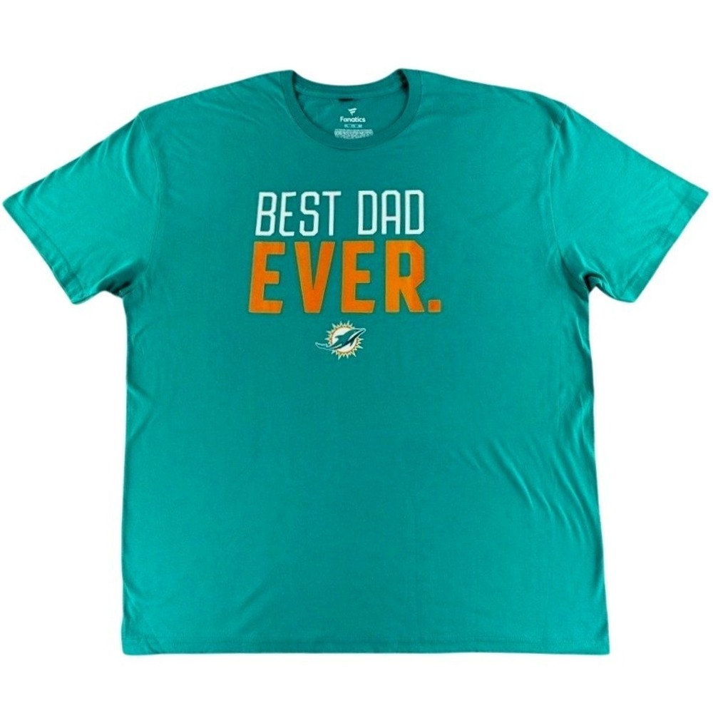Fanatics Miami Dolphins Best Dad Ever Graphic T-Shirt Mens 2XL Aqua Teal NFL